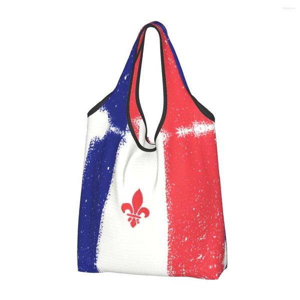 Sacs à provisions Fleur-de-Lis France Flag Épicerie Tote Fashion Lily Flower Symbole Shopper Affaire des sacs à main de grande capacité