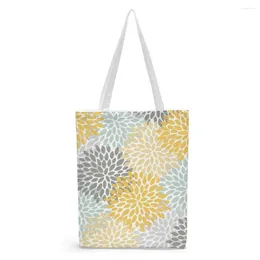 Boodschappentassen bloemen geel blauw canvas handtas voor vrouwen en mannen opvouwbare herbruikbare strandtas