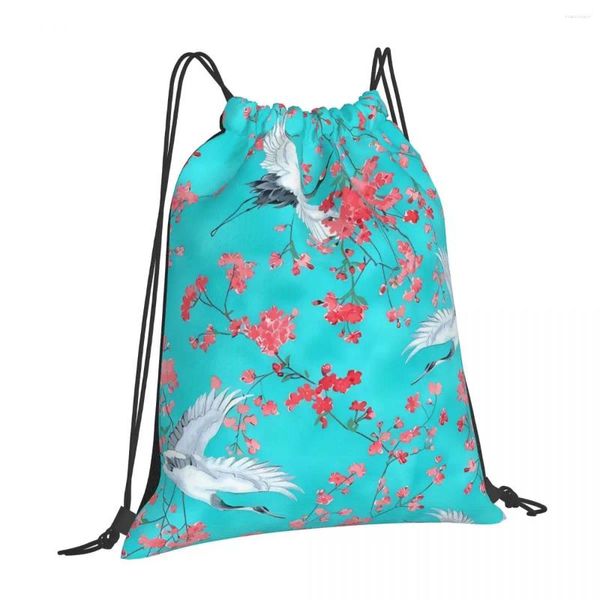 Sacs de Shopping Flower Bird avec cordon de serrage léger, conçu comme sac à dos pour hommes, sac de sport décontracté