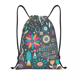 Boodschappentassen bloemen en stengels trekstring tas mannen vrouwen opvouwbare sportschool sport sackpack chemie biologie wetenschap lerarenopleiding rugzakken