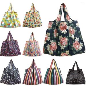 Bolsas de compras Reciclaje plegable Mujeres Viajes Hombro Comestibles Eco Reutilizable Floral Fruta Vegetal Almacenamiento Big Tote Bolso