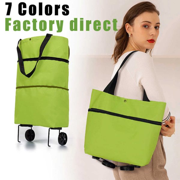 Bolsas de compras Bolsa de carrito de compras plegable con ruedas Bolsas de mano de tela reutilizables grandes Bolsas de mano de tela ecológica Supermercado Bolsa de carrito de compras