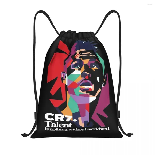 Bolsas de compras Fútbol Ronaldo Drawstring Mochila Sports Gym Sackpack Cordillera para ciclismo