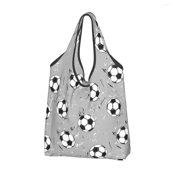 Bolsas de compras Balones de fútbol Fútbol Grande Reutilizable Lavable Plegable Supermercado Ligero Regalo Tote Durable