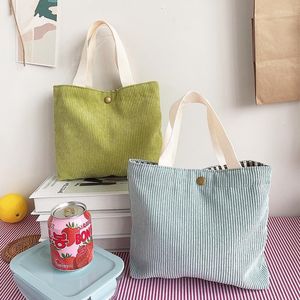 Boodschappentassen voor vrouwen corduroy handtassen herbruikbare lunch casual draagtas vrouwelijke handtas canvas tas drop