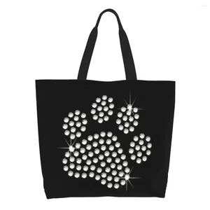 Sacs à provisions drôle mignon strass chien sac fourre-tout réutilisable cristal diamant épicerie toile Shopper épaule