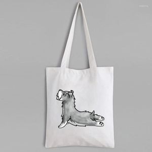 Sacs à provisions Funny Dog Yoga Bag Animal Prints Purses For Boutique Custom Print Canvas Tote