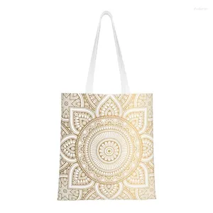 Sacs à provisions drôle Mandala or fourre-tout recyclage Boho motif Floral toile épicerie Shopper sac à bandoulière