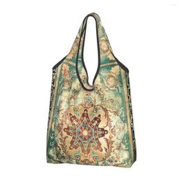 Boodschappentassen Grappig afdrukken Antiek Frans Vintage Bohemen Bloemen Aubusson Tote Bag Draagbare schoudertas Shopper Handtas