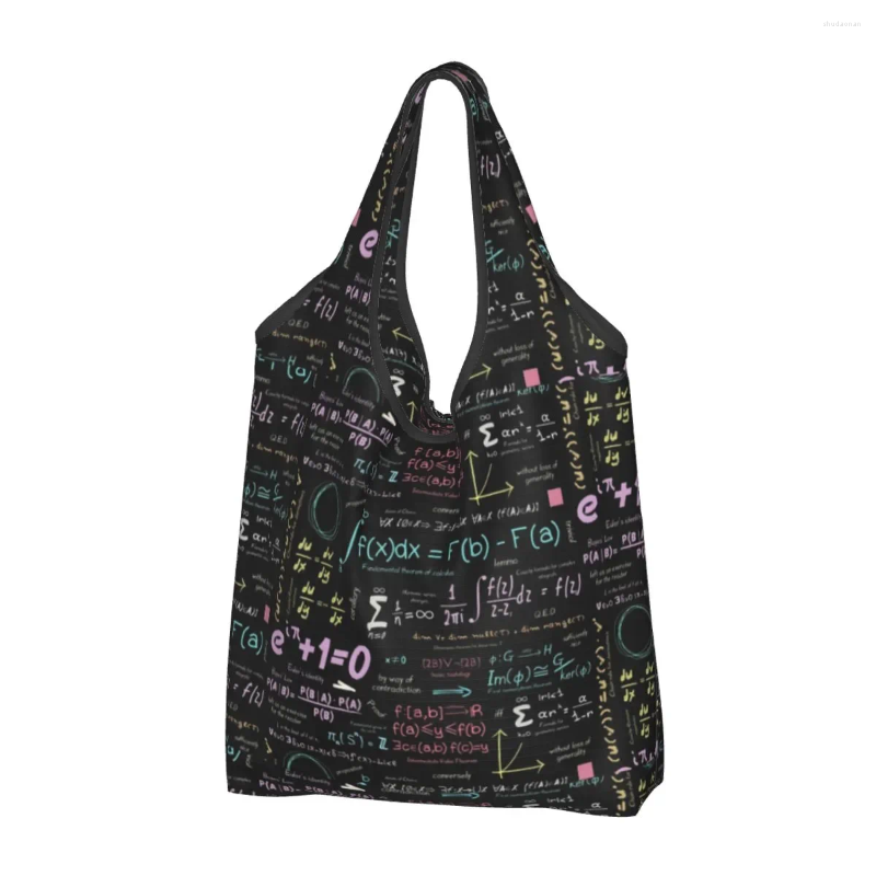 Sacos de compras engraçado puro matemática nerd tote portátil física ciência mercearia bolsa de ombro