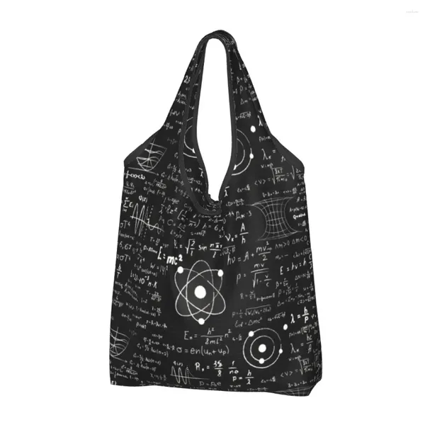 Sacs de courses Geek professeur de mathématiques sac fourre-tout d'épicerie femmes mignon Science physique épaule Shopper grande capacité sac à main