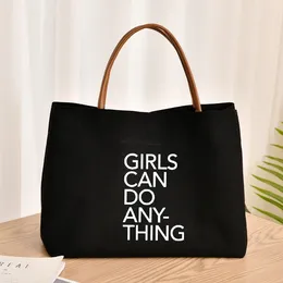 Bolsas de compras Las chicas pueden hacer cualquier cosa regalos de bolsas para amigos para mujeres Lady Canvas Beach Viajes Customizar Drop