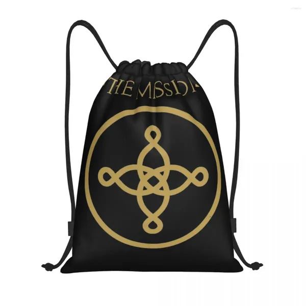 Bolsas de compras Gothic Rock Band The Mission Drawstring Sports Backpack Gym Sackpack Bag para ciclismo