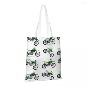 Bolsas de compras Green Dirt Bike Reutilizables Bolsas plegables para comestibles Regalo de poliéster resistente y ligero lavable