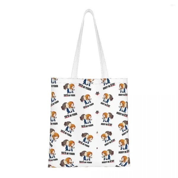 Sacs à provisions Grey's Anatomy épaule femme Eco sac esthétique émission de télévision dessin animé haute capacité fourre-tout toile