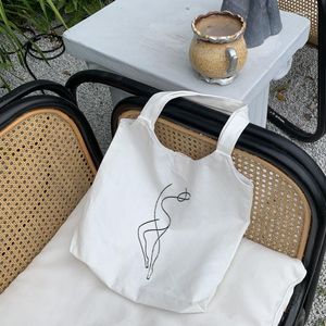 Sacs à provisions Harajuku mode noir Ulzzang mignon sac toile fourre-tout maman réutilisable tissu sac à main épaule pour les femmes