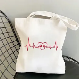 Sacs à provisions Heartbeat Dog Imprimé Femmes Sac de magasin