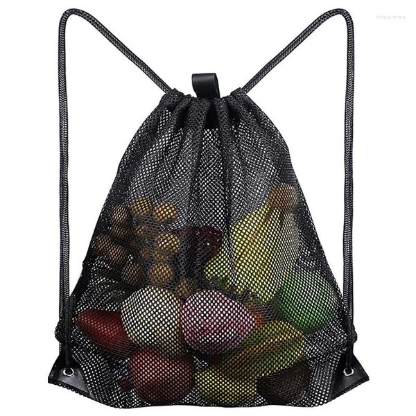 Sacs à provisions Sac à cordon en maille robuste Femmes Hommes Casual Gym Équipement de sport Stockage Pliable Lavable Natation Sac à dos