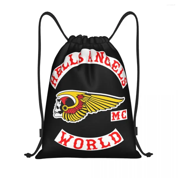 Bolsas de compras Hell Angel Motorcycle Club Drawstring Backpack Sports Gym Sackpack Bolsa de cuerda para hacer ejercicio