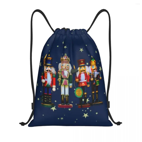 Bolsas de compras Cascanueces de vacaciones Cordón Gimnasio Deportes Sackpack Navidad Cascanueces Dibujos animados Soldado de juguete Mochilas de almacenamiento