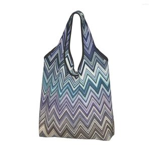 Sacs de courses maison bohème épicerie drôle Shopper épaule fourre-tout capacité Portable Zigzag Boho Pastel sac à main