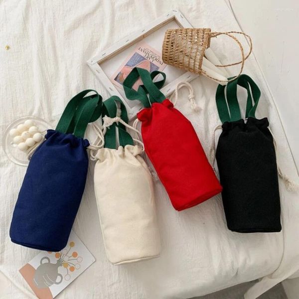 Bolsas de compras Soporte de bolsas de botella de agua Iskybob para mujeres lienzo portátil Portable Snacks de teléfono móvil Bolsos de almacenamiento cosmético