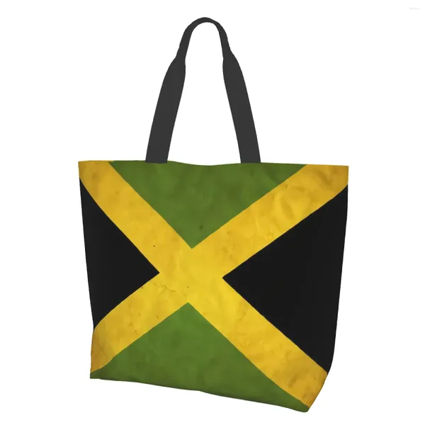 Bolsas de compras Jamaica Grunge Flag Tote para mujeres reutilizable comestibles grande