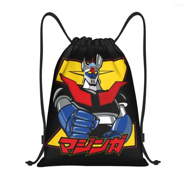 Bolsas de compras Robot de dibujos animados de Japón Mazinger Z Bag Srawstring Sports Sports String Sackpack para viajes de yoga