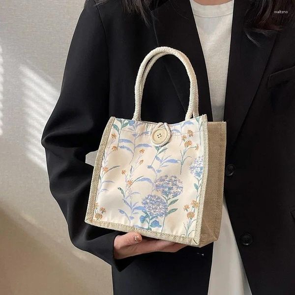 Sacs de courses en toile de Style japonais, fourre-tout de grande capacité pour femmes, sac à main pour déjeuner, grand fourre-tout réutilisable