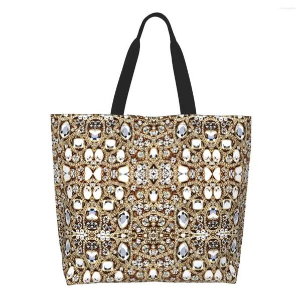 Sacs à provisions bijoux pierres précieuses argent cristal fourre-tout réutilisable paillettes strass diamants épicerie toile Shopper sac à bandoulière