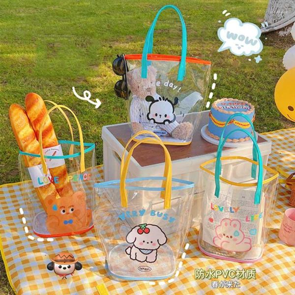 Bolsas de compras Kawaii dibujos animados bolsa de gelatina transparente para mujeres lindo bolso transparente playa gran capacidad PVC verano niñas bolso