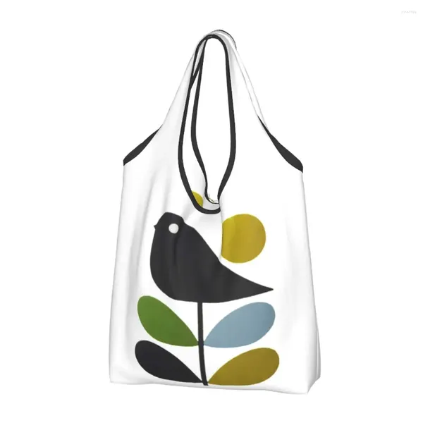 Bolsas de compras Kawaii Kiely Orla Stem Bird Tote Bag Flores portátiles Comestibles geométricos Shopper Hombro