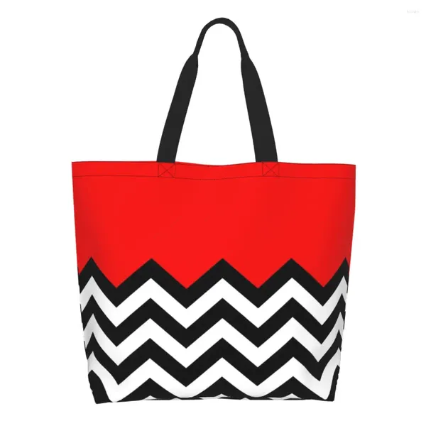 Sacs à provisions Kawaii imprimé moderne Twin Peaks géométrique Zigzag fourre-tout recyclage toile Shopper épaule bohème sac à main