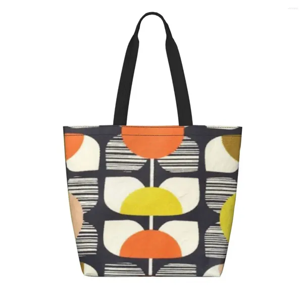 Sacs à provisions Kawaii imprimé Orla Kiely fleurs colorées fourre-tout recyclage toile Shopper épaule motif scandinave sac à main