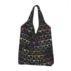 Boodschappentassen Kawaii Print Retro Bril Hipster Tote Bag Draagbare Schouder Shopper Opticien Optometrist Handtas