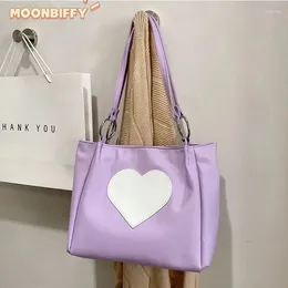 Boodschappentassen kawaii schoudertas vrouwen Japans schattig hart lolita tote dames handtassen 2024 grote shopper voor bolsas tela mujer