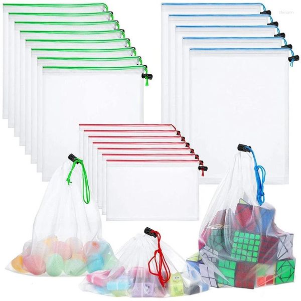 Sacs à provisions KF-Toy Organisation de stockage Mesh Sac Organisateur Washable Reutilisable Produce for Playroom Game