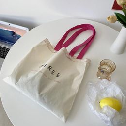 Sacs à provisions coréennes trois lettres imprimées femme canvas sac doux bobinage rouge beige simple coton tissu shopper