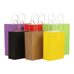 Boodschappentassen Kraftpapier Multifunctionele Hoge Kwaliteit zachte kleurrijke tas met handvatten Festival Geschenkverpakkingen 21x15x8cm DH8560
