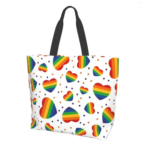 Bolsas de compras Bolsa grande con forma de corazón del Orgullo Gay, bolso de hombro elegante, informal, diario, para el trabajo, gimnasio, viajes en la playa