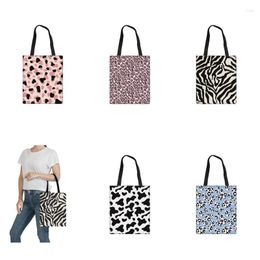 Sacs à provisions Sac à main en toile imprimé léopard zèbre pour femmes dames sacs à main de plage réutilisables pour femmes paquet de tissu de livre d'étudiant