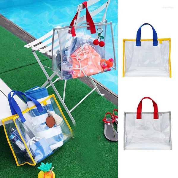 Sacs à provisions lettre imprimée transparent étanche transparente voyage extérieur sac de natation eco sac à main plage en pvc rangement