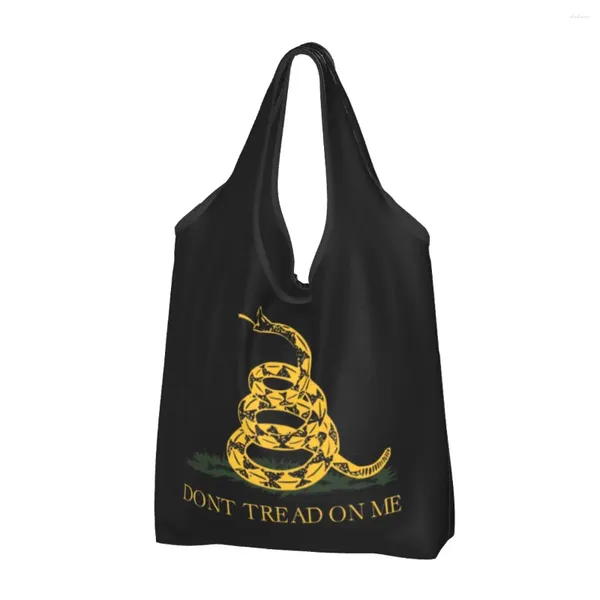 Bolsas de compras Libertarian Gadsdens Bandera Comestibles Tote Moda Mujer No me pises Hombro Shopper Bolso de gran capacidad