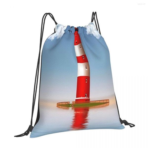 Sacs de courses Phare sur le thème du sport avec cordon de serrage pour personnes actives, idéal pour l'école, le camping, sac à dos en toile à la mode