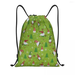 Sacs à provisions Lime Green Christmas Gnomes à cordon Sac à dos Sac à dos Sac de sport pour les hommes Trainage Sackpack