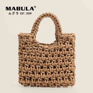Sacs à provisions Mabula Simple élégant Crochet coton sac écologique tissé à la main tricoté fourre-tout sacs à main été plage sac à main 220303