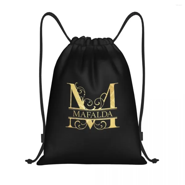 Bolsas de compras Nombre de Mafalda M Mochila Drawstring Women Men Men Gym Sport Sackpack plegable Classic Quino Bag Sack