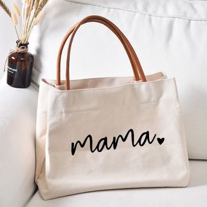 Sacs à provisions Mama Tote Bag Femmes Lady Toile Maman Grand-mère Nana Mimi Gigi Cadeaux pour la Fête des Mères Baby Shower Beach Voyage Personnaliser 231216