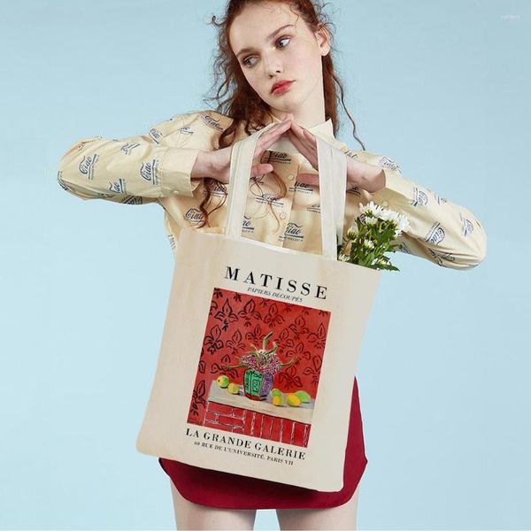 Bolsos de compras Matisse Cutout Rothko Vase Woman Fauvism Lady Tote Bolso Mujer Doble estampado Moda Supermercado Shopper Bag