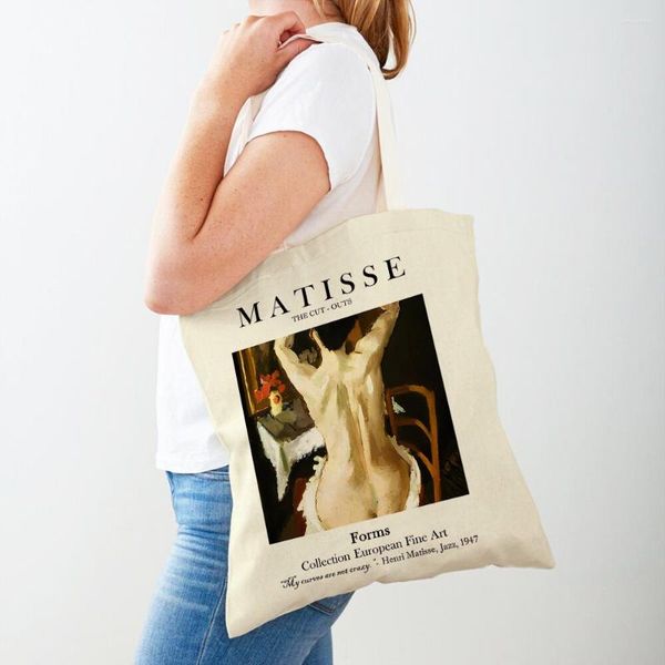 Bolsos de compras Matisse Mujeres Flores Paisaje abstracto Supermercado Shopper Bag Fashion Girl Lady Tote Bolso de lona de ambos lados